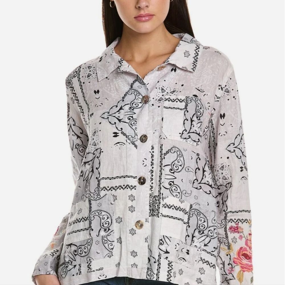Johnny Was Biya JWLA 3JWorkshop Ashton Worker Bandana Jacket M